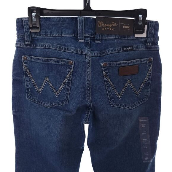 Wrangler Retro Mid Rise Mae Women's Size 5X36 Blue Denim Jeans 112215025 - Picture 2 of 9